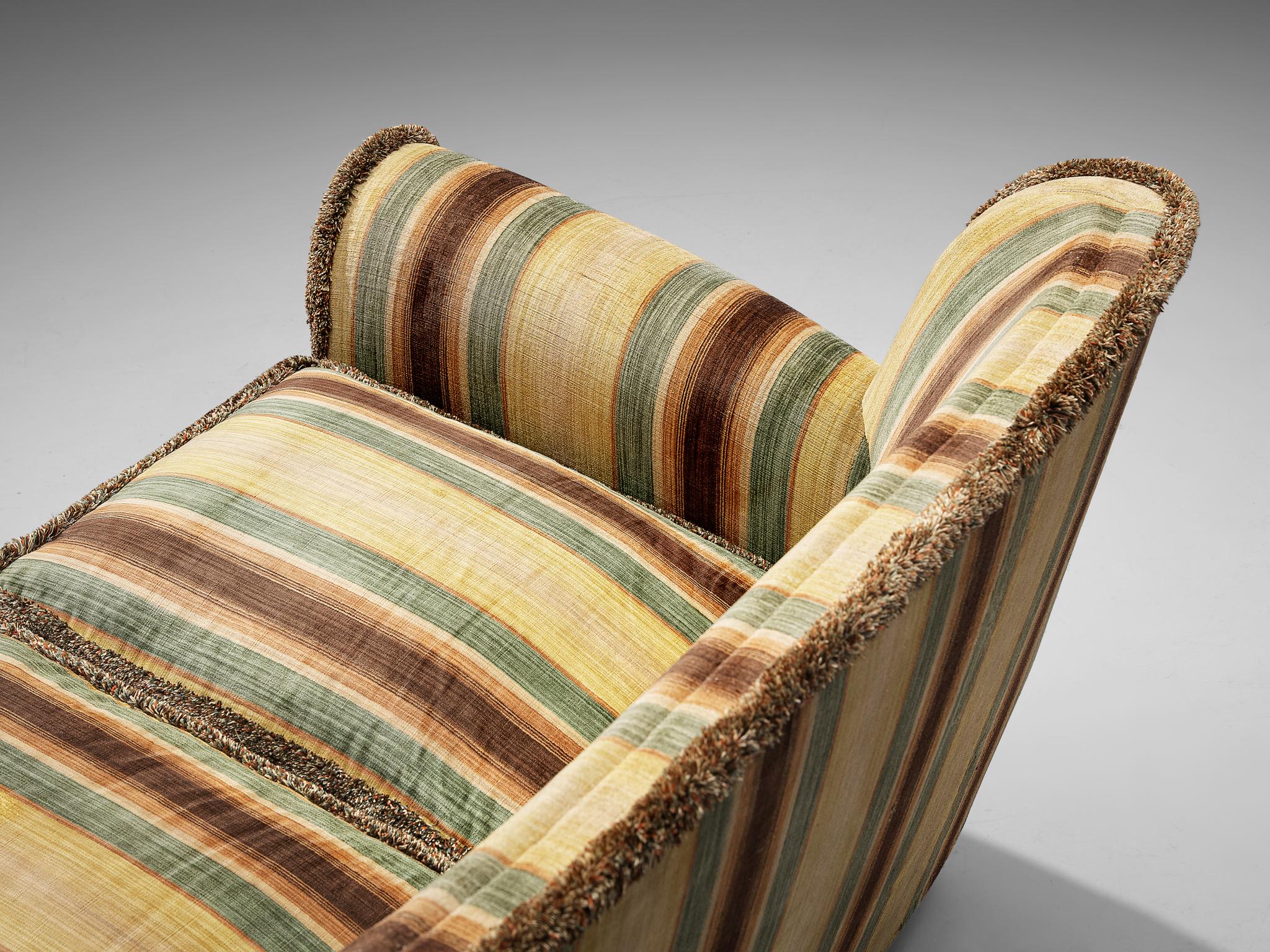 Italian Sofa in Striped Velvet Upholstery  1