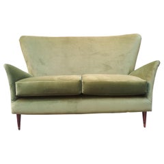 Italian Sofa in the Menner of Gio Ponti from 1940s in Velvet Green