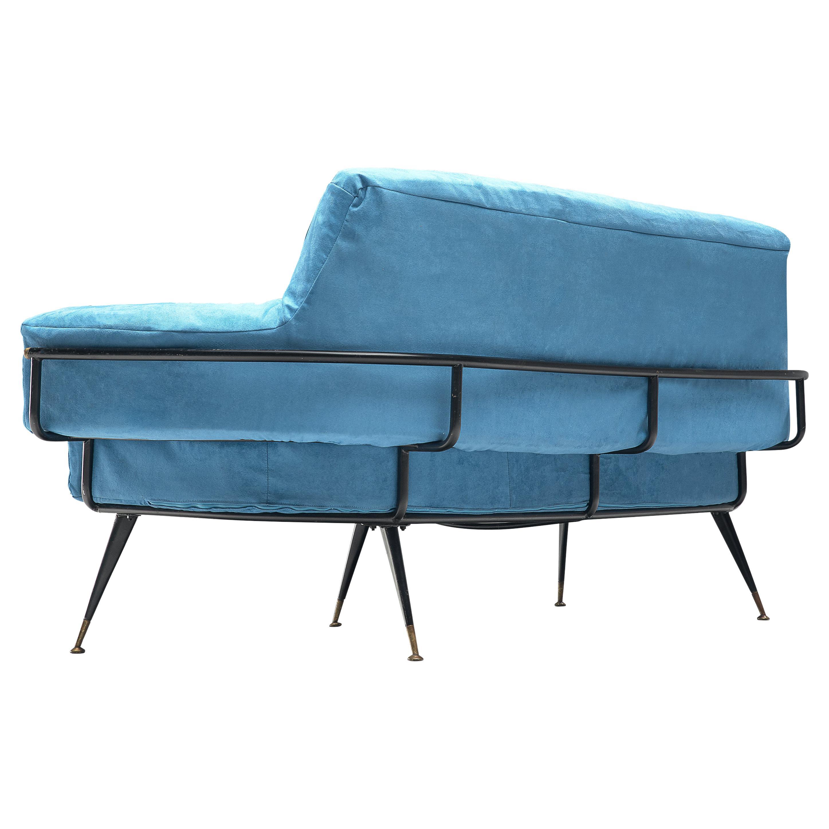 Italian Sofa in Vibrant Blue Velvet For Sale