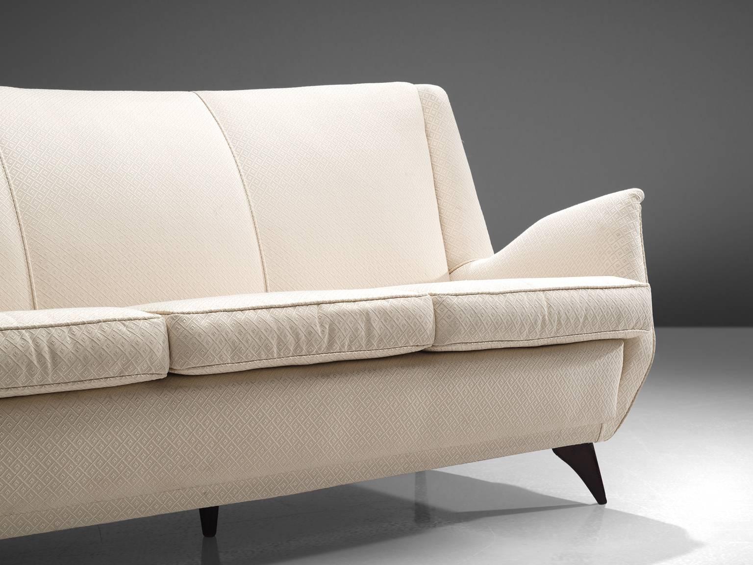 Mid-20th Century Italian Sofa in White Fabric, 1950s