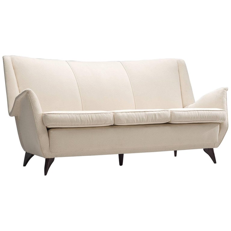 Italian Sofa in White Fabric, 1950s For Sale at 1stDibs