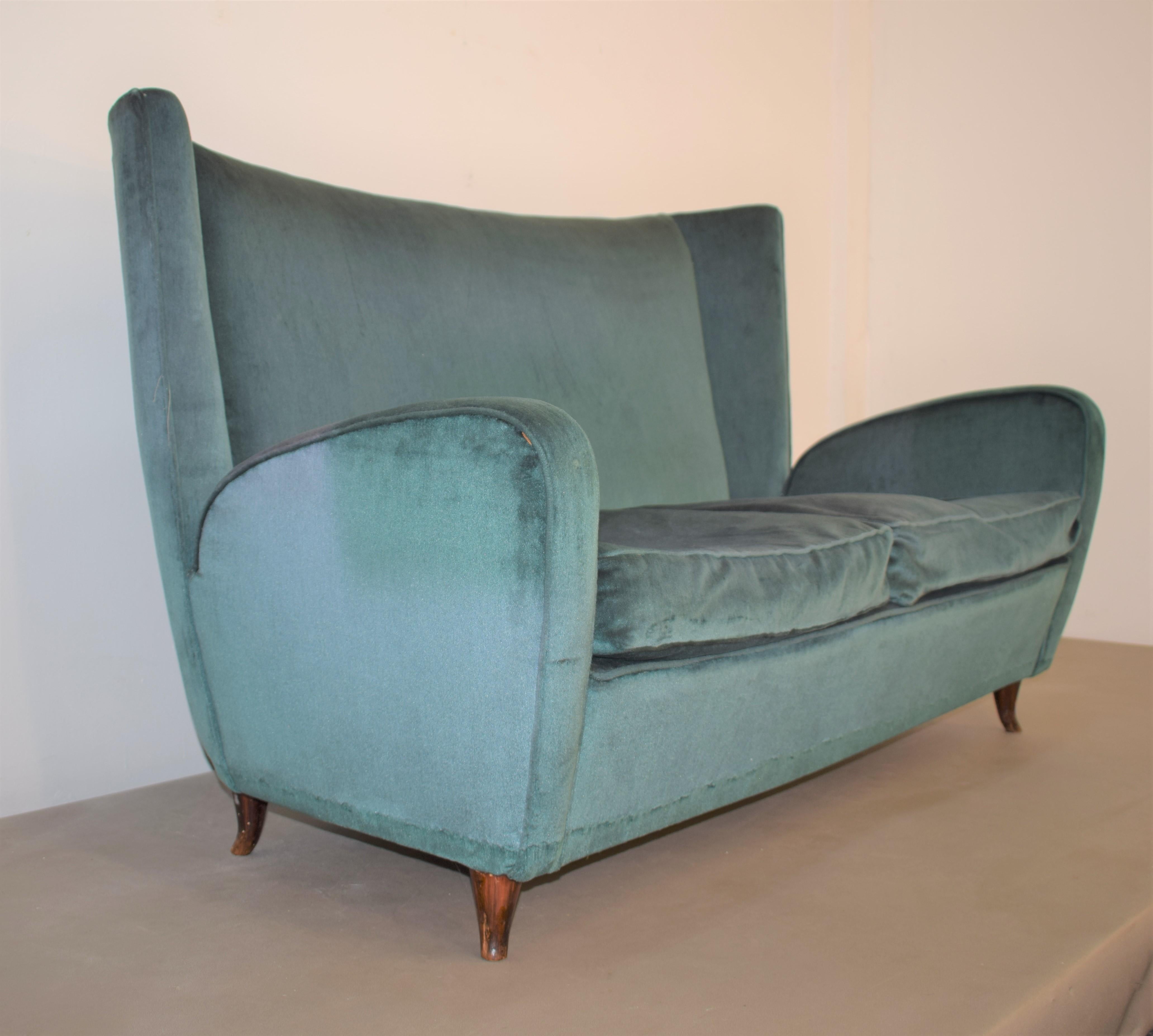 Italienisches Sofa Mod. Bristol von Paolo Buffa, 1950er Jahre (Moderne der Mitte des Jahrhunderts) im Angebot