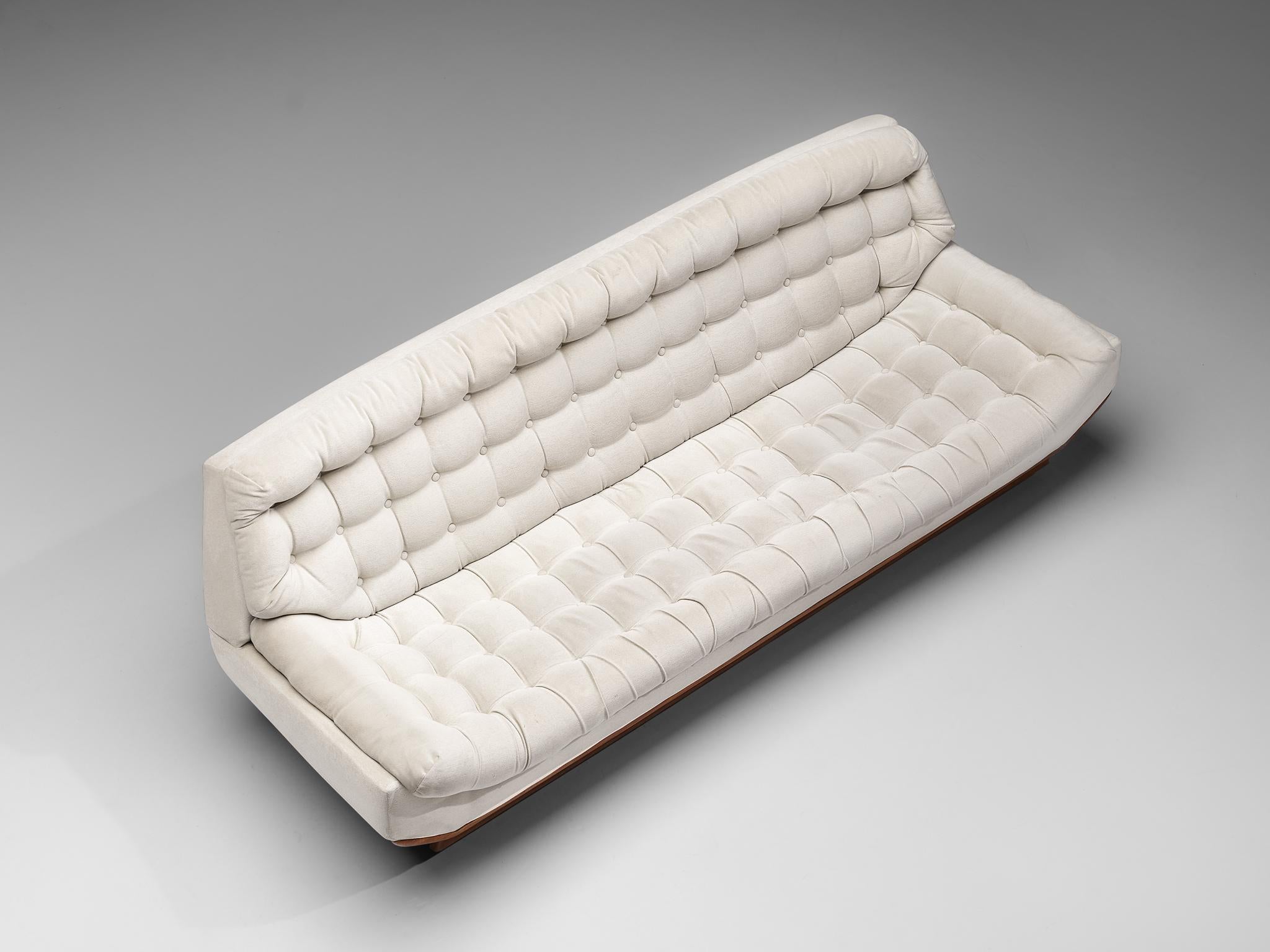 Mid-Century Modern Italian Sofa with White Tufted Upholstery