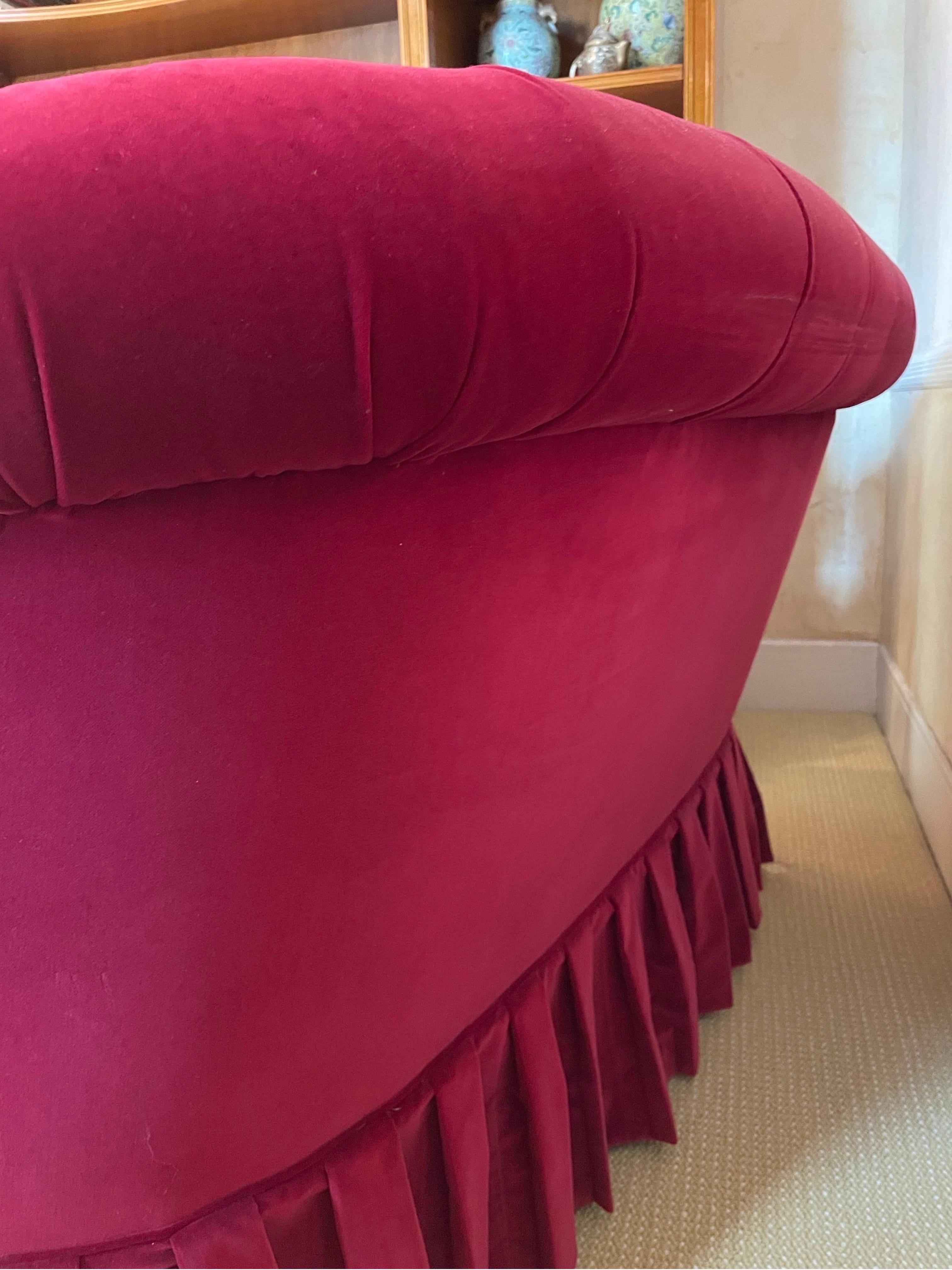 International Style Italian Sofa Red Velvet  For Sale