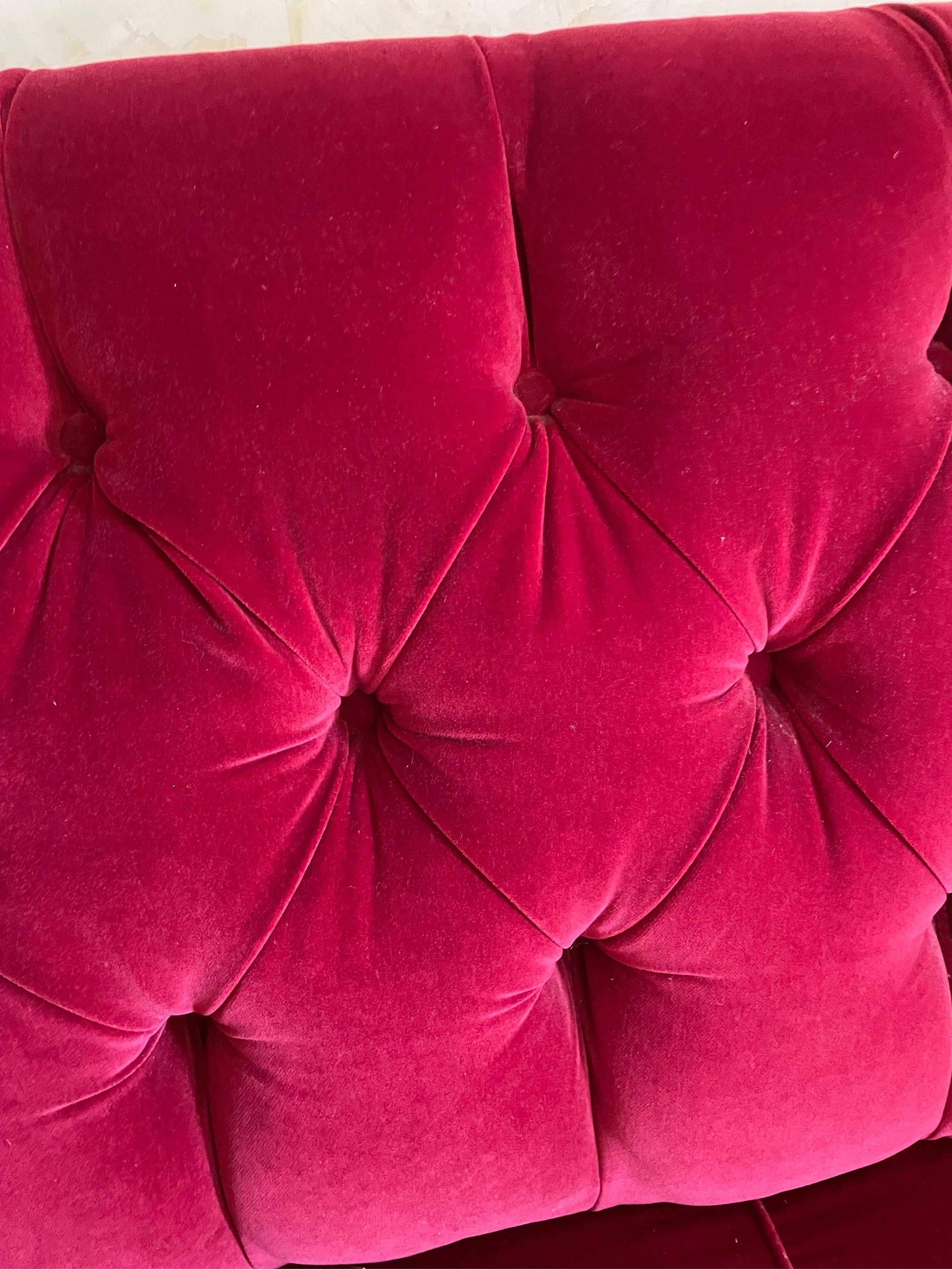Hand-Crafted Italian Sofa Red Velvet  For Sale