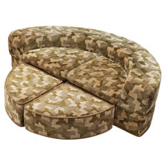 Italian Sofa Transformable to Bed in Patterned Velvet Upholstery