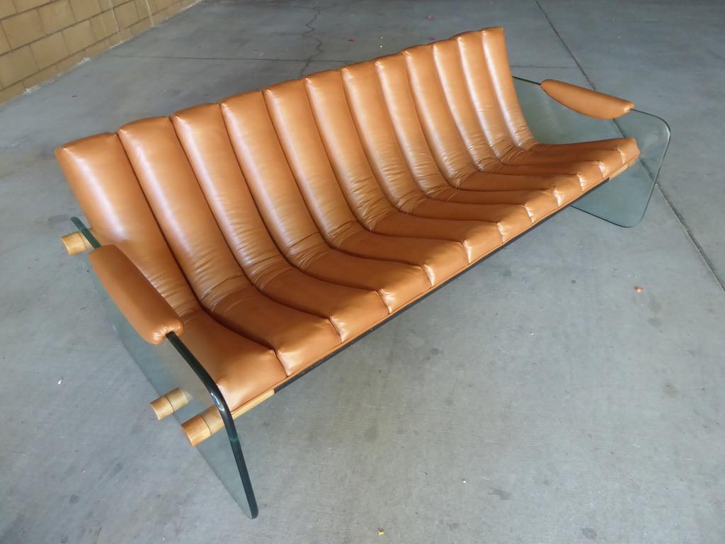 Italian Sofa with Channeled Leather Upholstery Attributed to Fabio Lenci 4