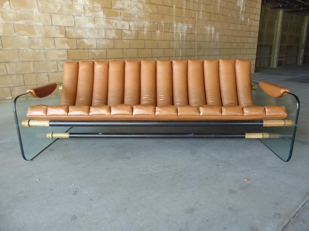 Italian Sofa with Channeled Leather Upholstery Attributed to Fabio Lenci 5