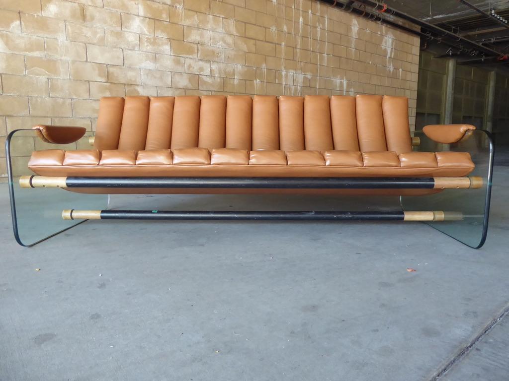 Italian Sofa with Channeled Leather Upholstery Attributed to Fabio Lenci 6