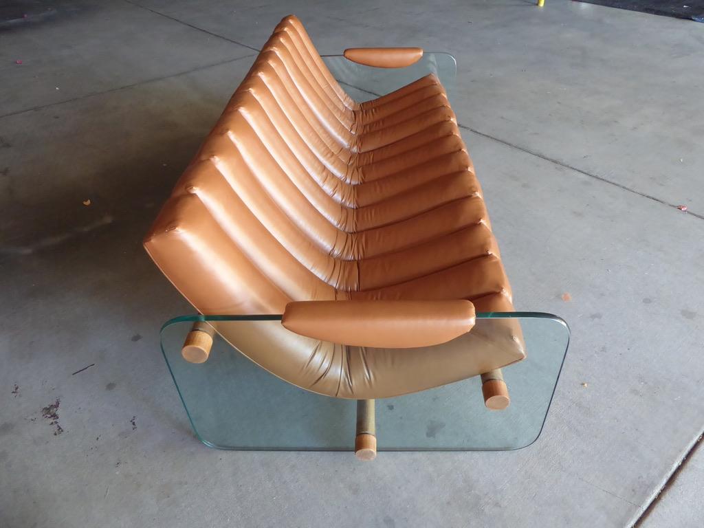 Italian Sofa with Channeled Leather Upholstery Attributed to Fabio Lenci In Good Condition In Palm Springs, CA