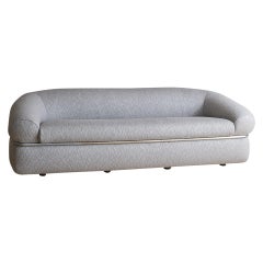 Italian Sofa with Chrome Detail in Gray Boucle