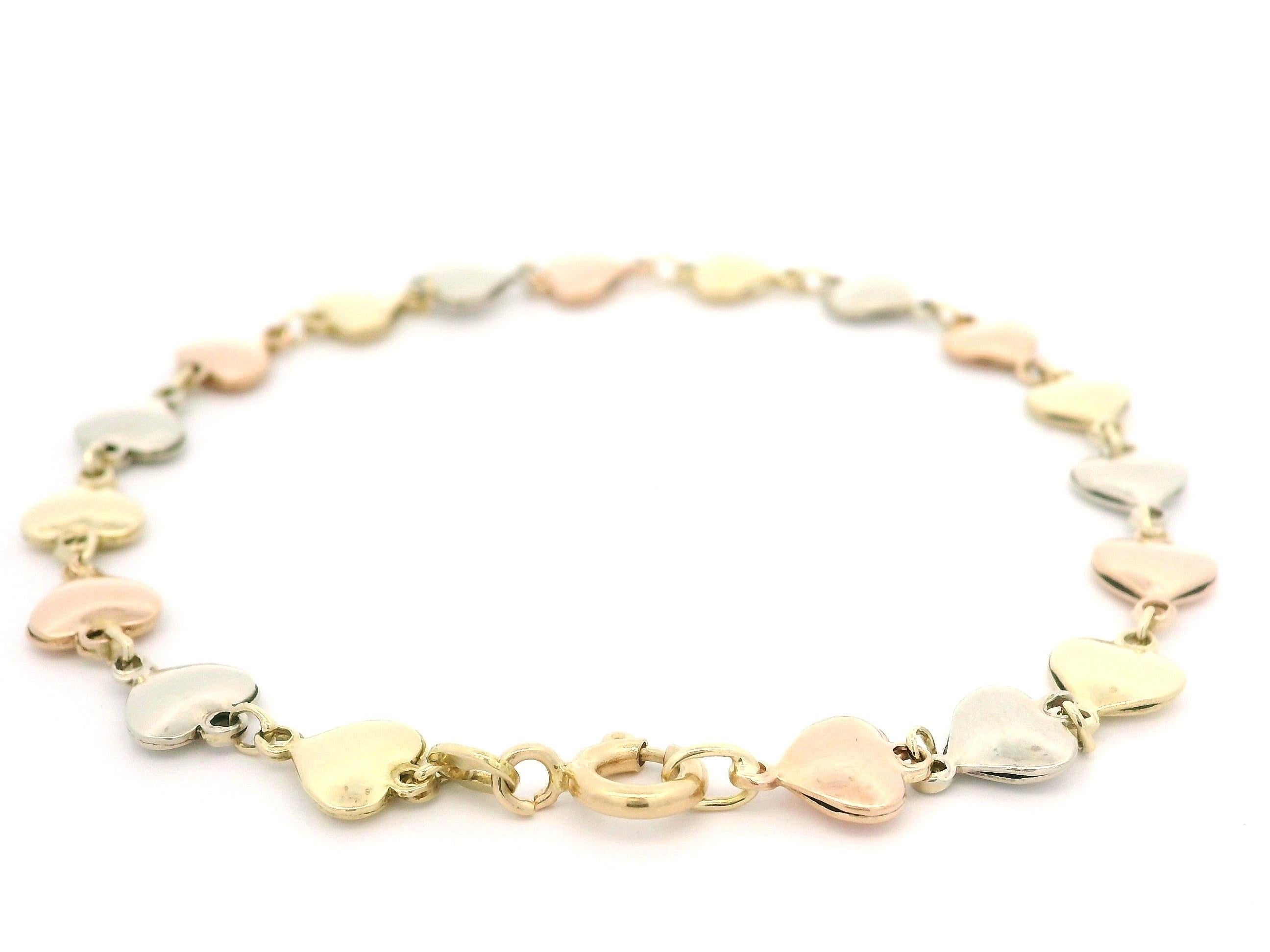 Italian Solid 14k Gold Tri Color Gold Polished 7