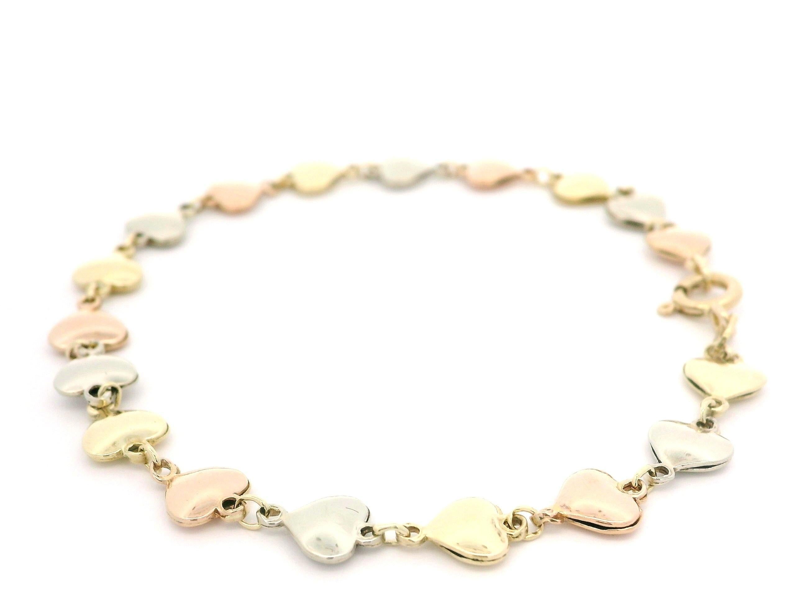 Women's Italian Solid 14k Gold Tri Color Gold Polished 7