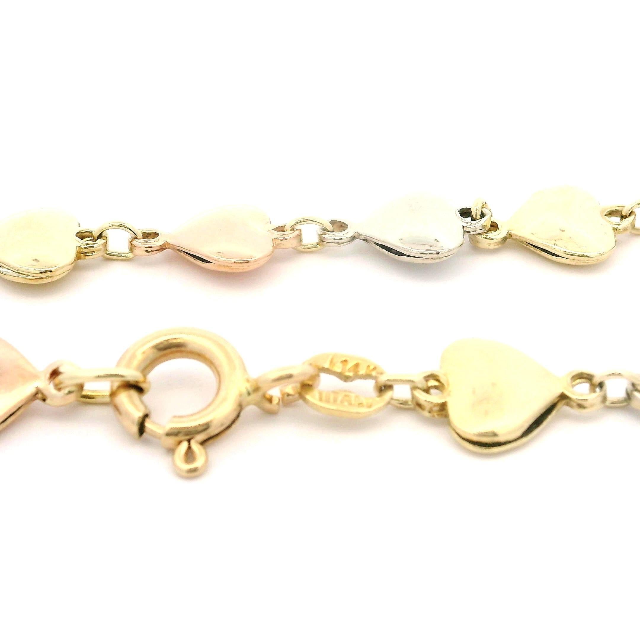 Italian Solid 14k Gold Tri Color Gold Polished 7