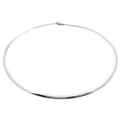 Italian Solid 14k White Gold 16" 4.1mm Polished Finish Omega Chian Necklace