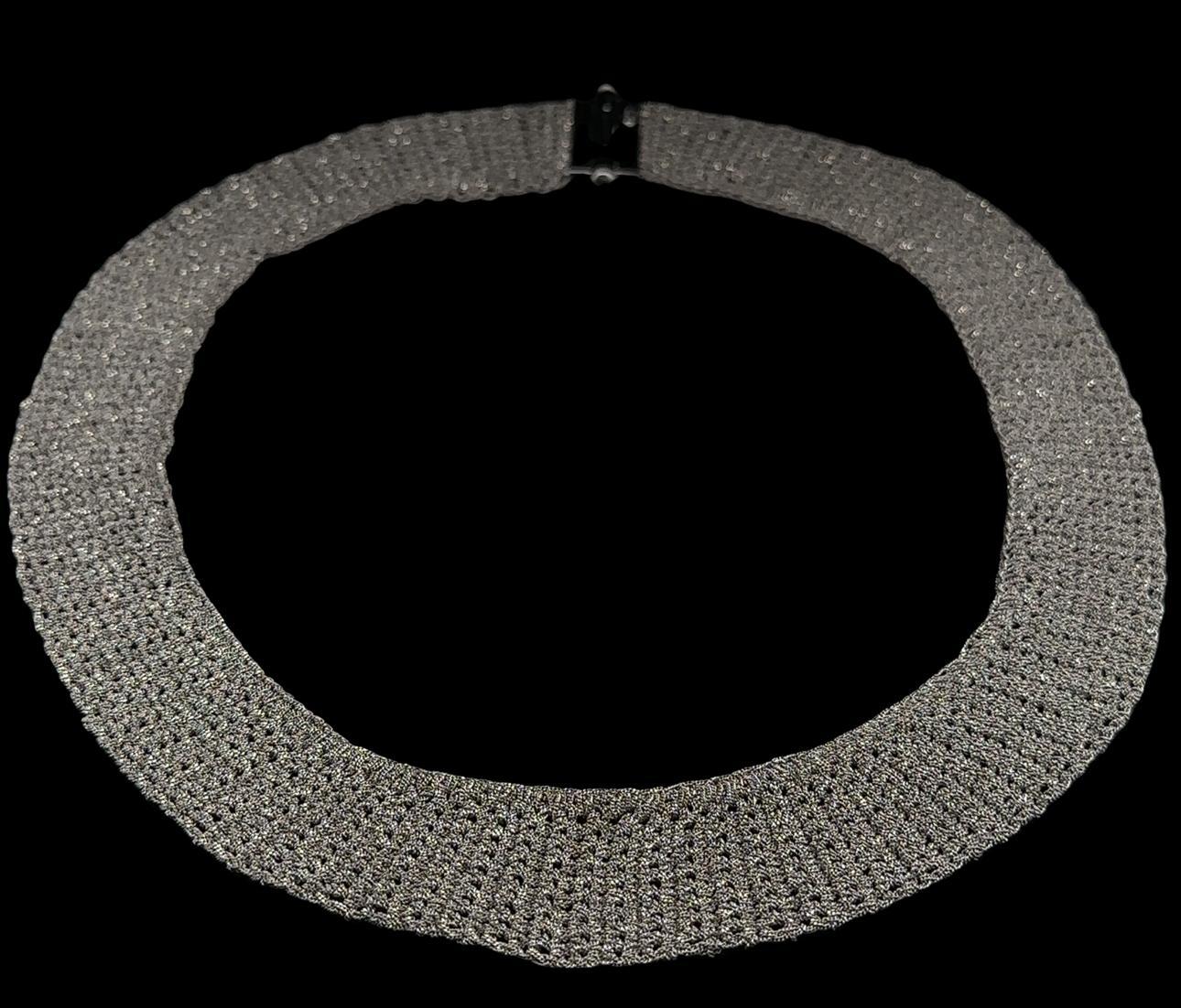 Italienische Halskette aus massivem 14k Weißgold mit 17