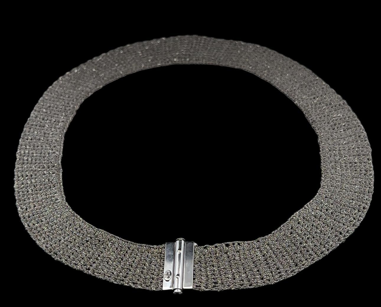 Italienische Halskette aus massivem 14k Weißgold mit 17