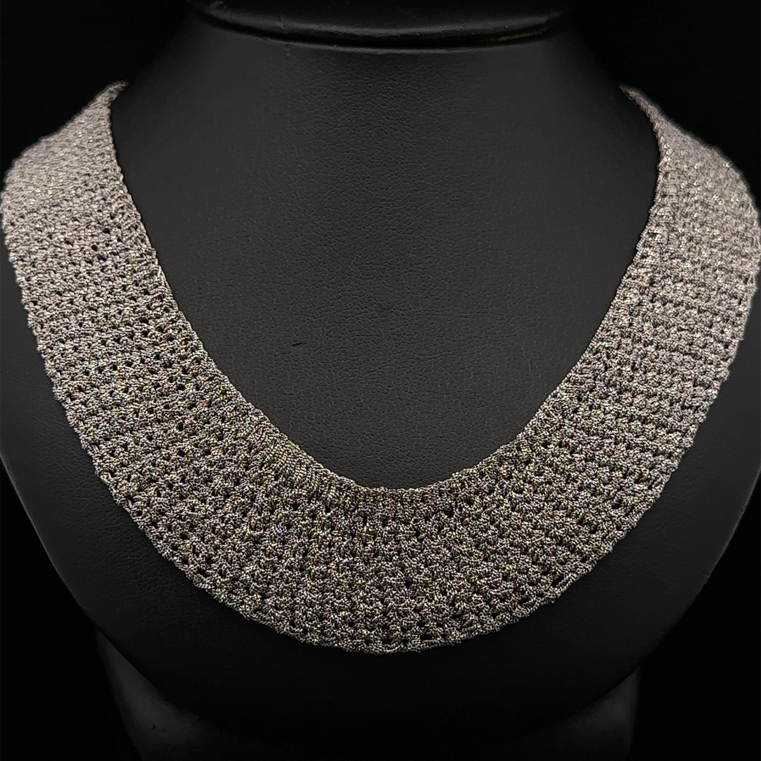 Italienische Halskette aus massivem 14k Weißgold mit 17