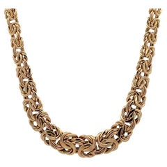 Collana a catena bizantina graduata in oro giallo massiccio 14k da 17,5".