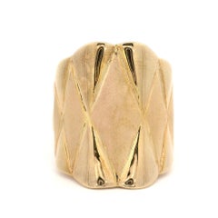 Italian Solid 14k Yellow Gold 22.8mm Wide Puffed Dual Finish Top Cocktail Ring Italian Solid 14k Yellow Gold 22.8mm Wide Puffed Dual Finish Top Cocktail Ring