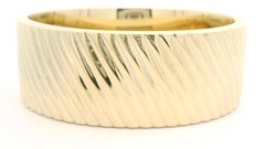 Italian Solid 14k Yellow Gold 25.2mm Wide Grooved Hinged Bangle Bracelet