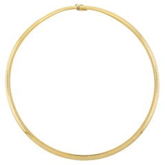Italian Solid 18k Yellow Gold 18" Omega Link Chain Necklace W/ Push Clasp