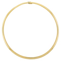 Italienische italienische Gliederkette aus massivem 18 Karat Gelbgold 18" Omega mit Push-Verschluss