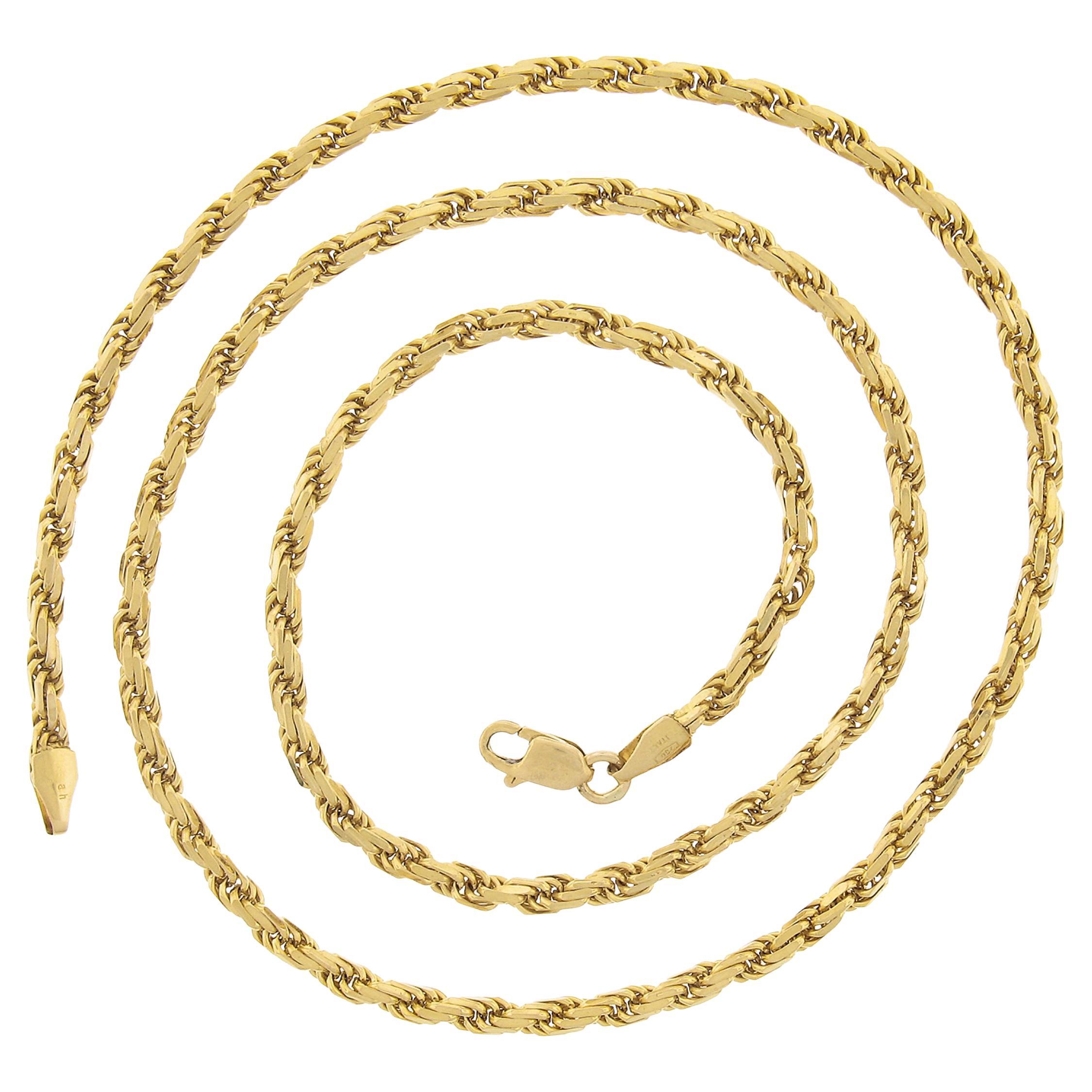 Italian Solid 18K Yellow Gold 20" 2.9mm Stackable Rope Link Chain Necklace