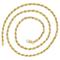 Italian Solid 18K Yellow Gold 20" 2.9mm Stackable Rope Link Chain Necklace