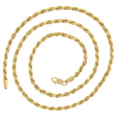 Italian Solid 18K Yellow Gold 20" 2.9mm Stackable Rope Link Chain Necklace