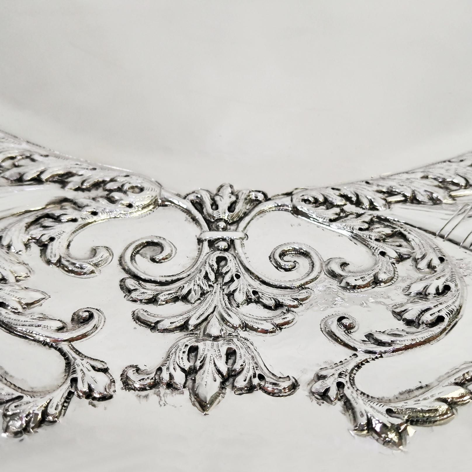 Italian Solid 800 Silver embossed oval centerpiece 