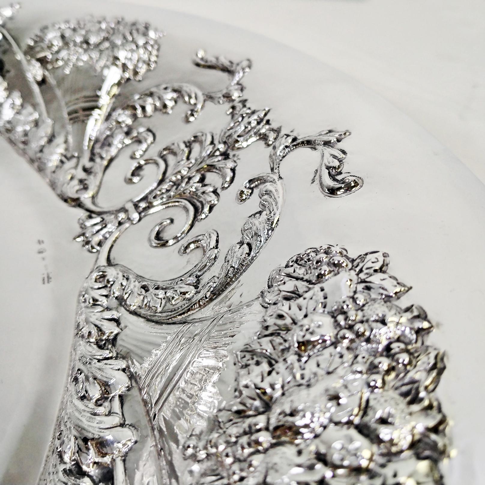 Italian Solid 800 Silver embossed oval centerpiece 