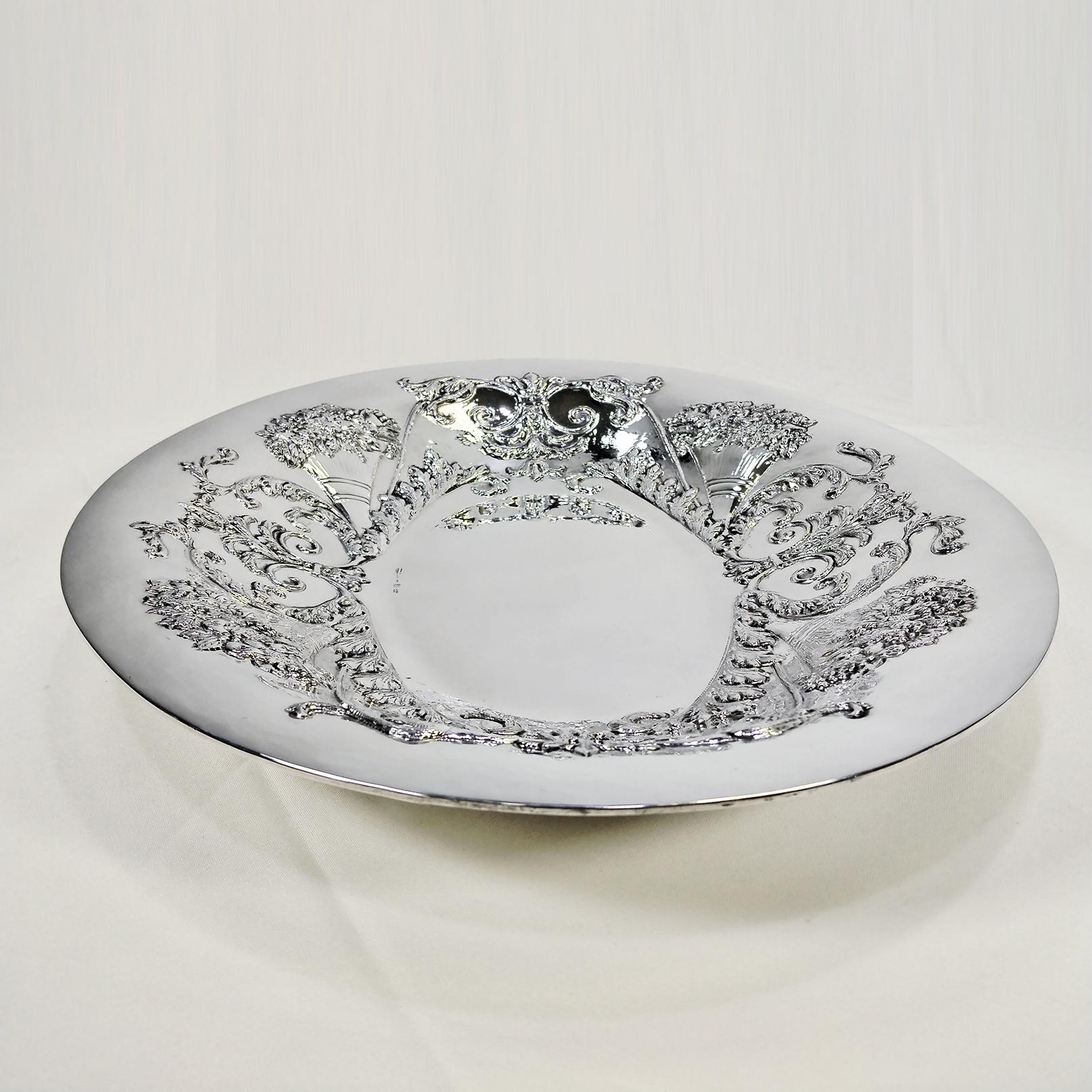 Martellato Italian Solid 800 Silver embossed oval centerpiece 