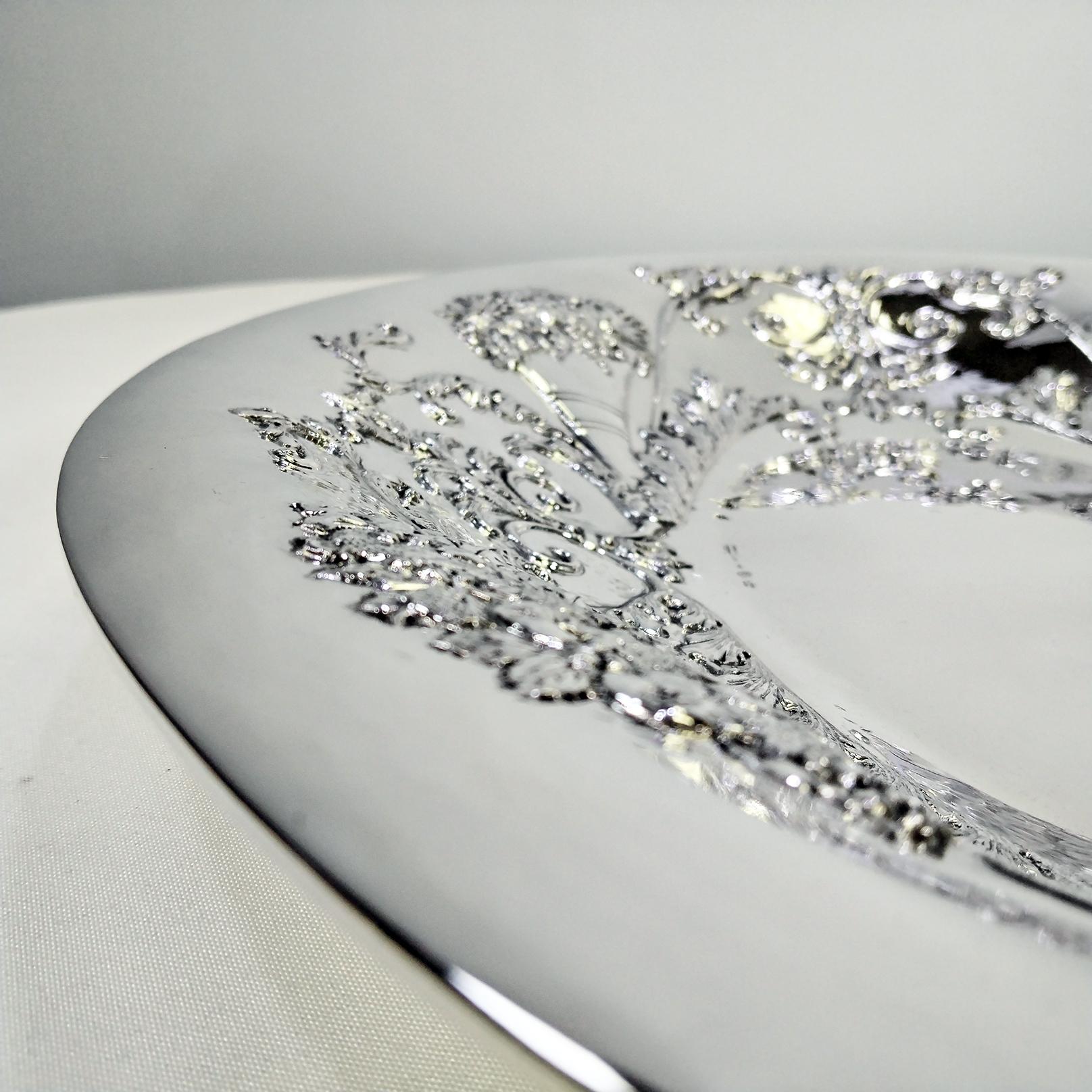 Italian Solid 800 Silver embossed oval centerpiece 