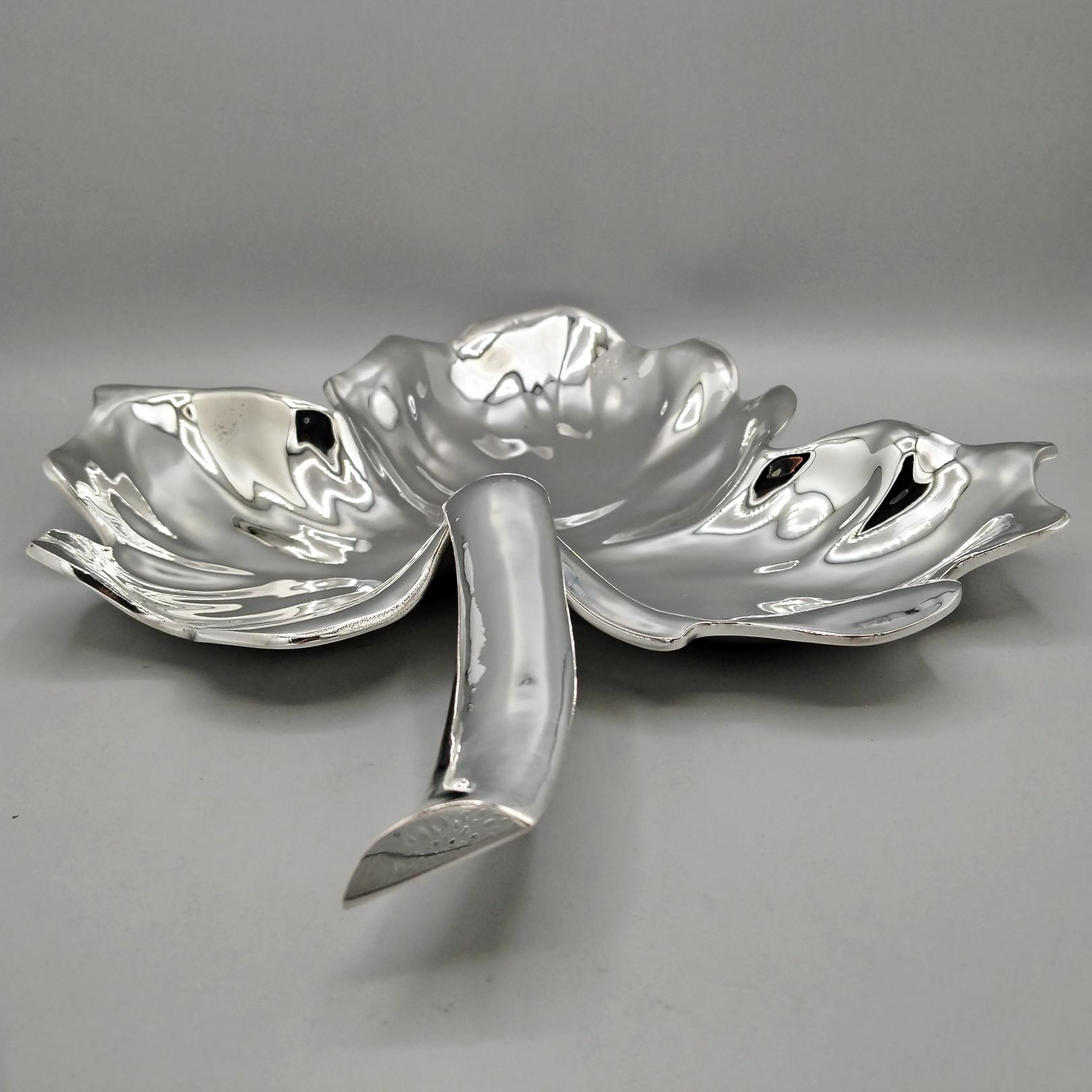 Cesta italiana en forma de hoja de plata 800 maciza en venta 4