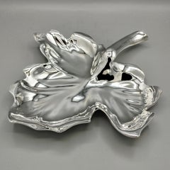 Panier italien en argent massif 800 en forme de feuille