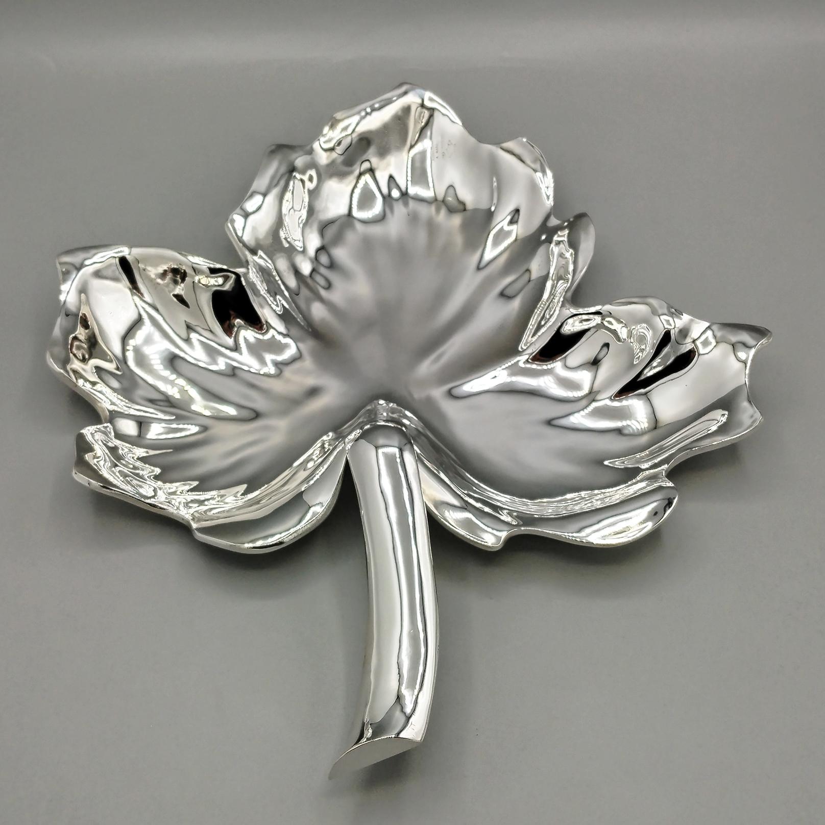 Cesta italiana en forma de hoja de plata 800 maciza Hecho a mano en venta