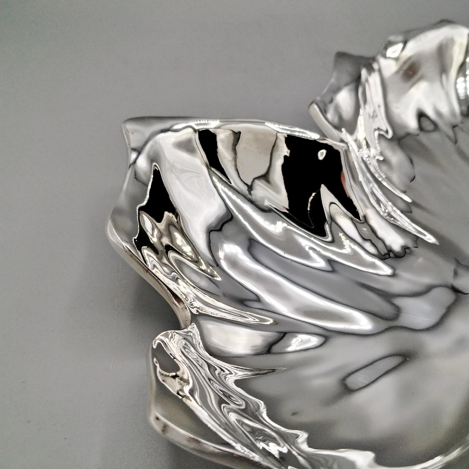 Cesta italiana en forma de hoja de plata 800 maciza Contemporáneo en venta