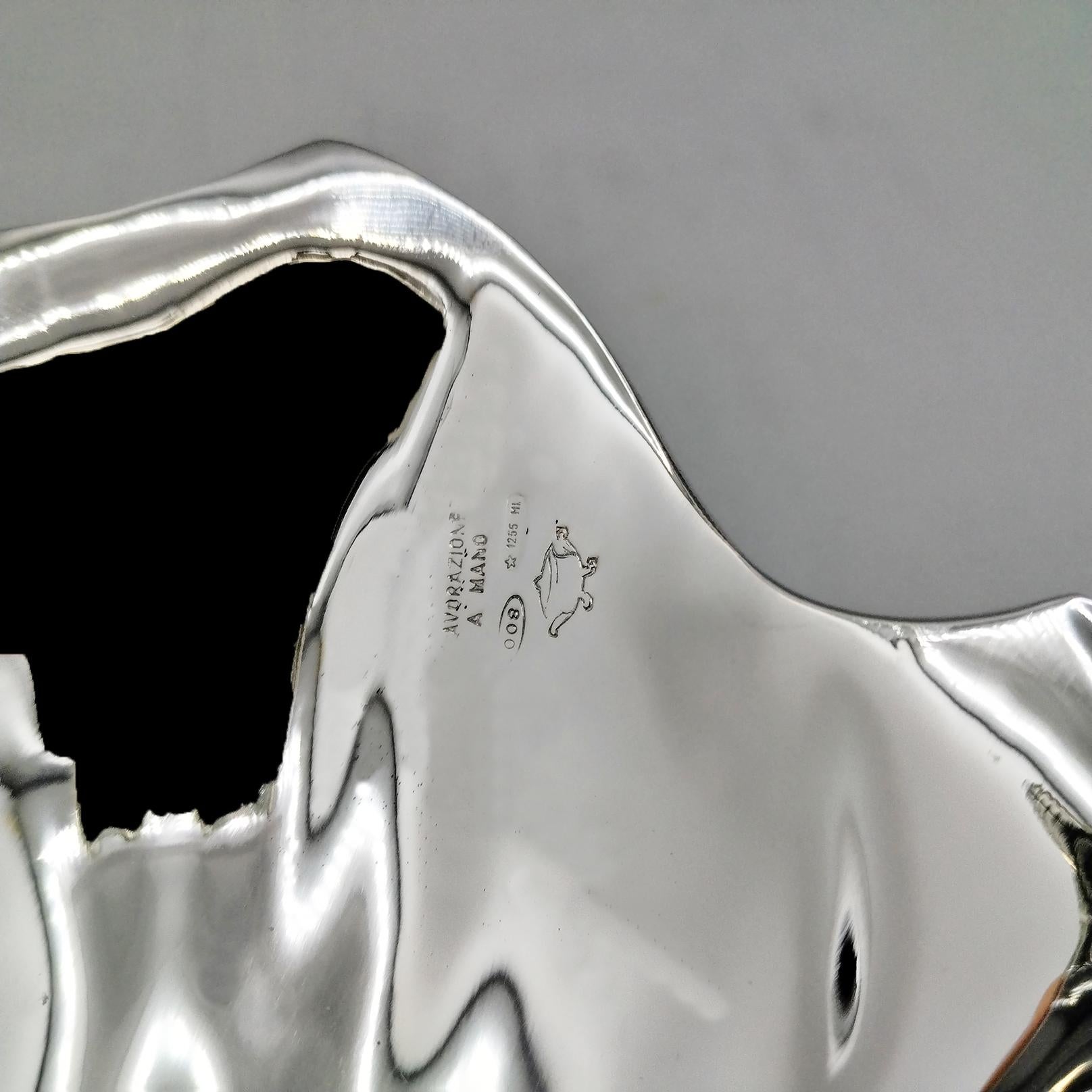 Cesta italiana en forma de hoja de plata 800 maciza Silver en venta