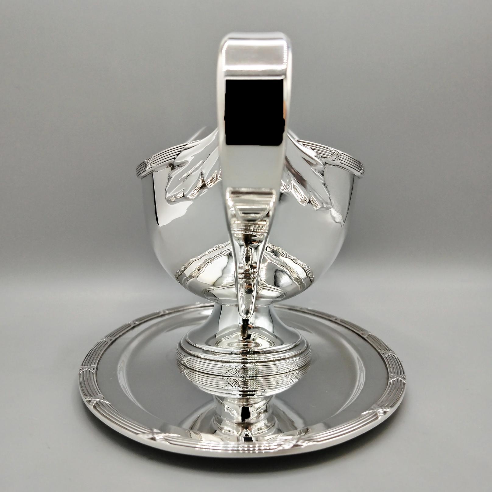 Italienisch Massiv 800 Silber Louis XVI Stile Sauciere mit Souce Löffel im Angebot 6
