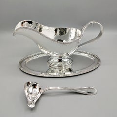 Italian Solid 800 silver Louis XVI Stile Sauce Boat with souce spoon