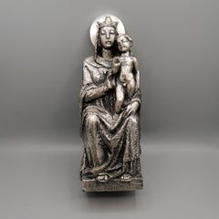 Italian Solid 800 Silver Statue depicting the Virgin Mary and Child blessing