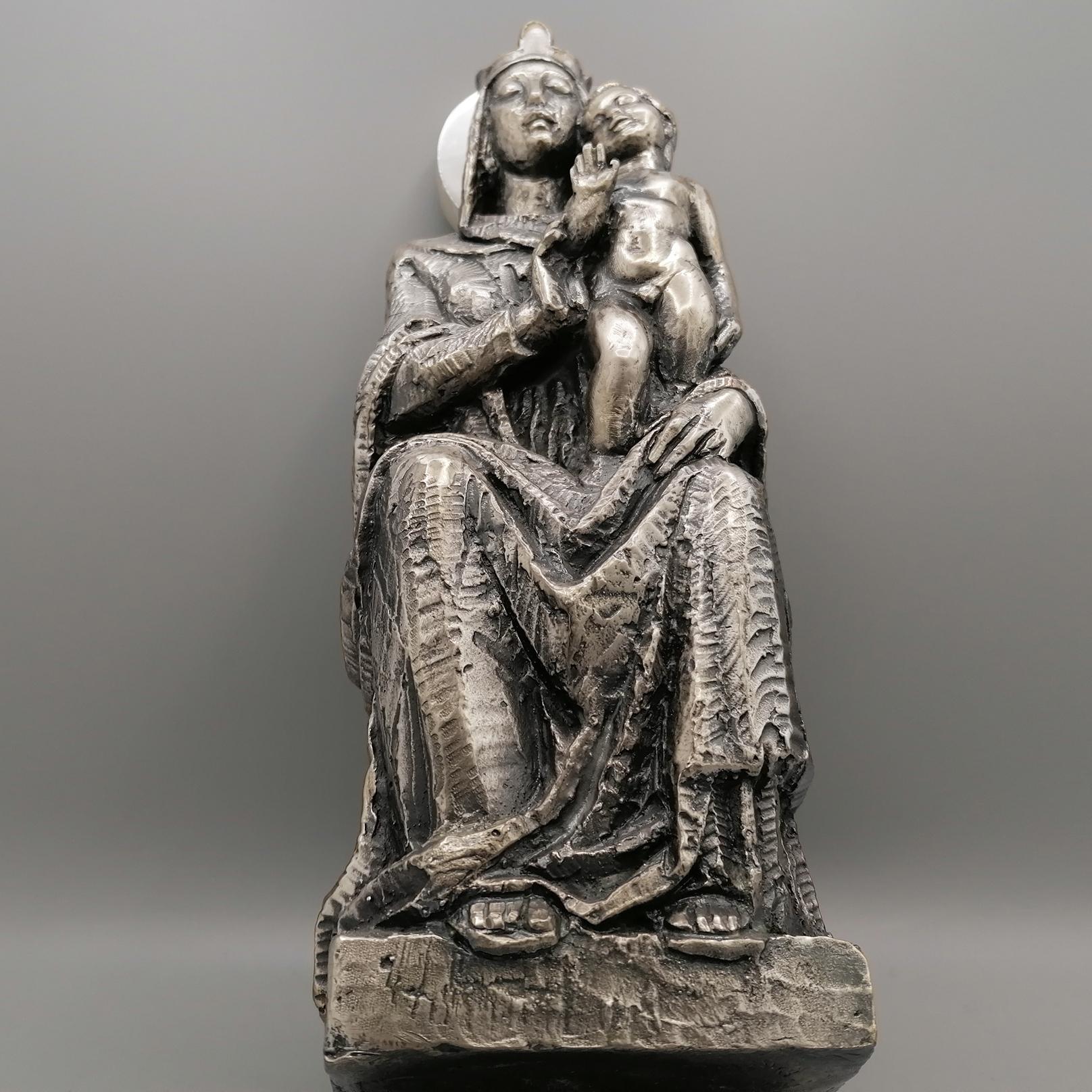 Other Italian Solid 800 Silver Statue depicting the Virgin Mary and Child blessing For Sale