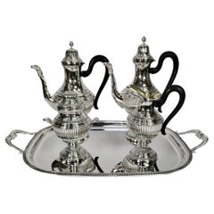 Italian Solid 800 Silver Tea-Coffeset Empire Style with oblong tray
