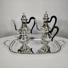 Italian Solid 800 Silver Tea-Coffeset Empire Style with oblong tray