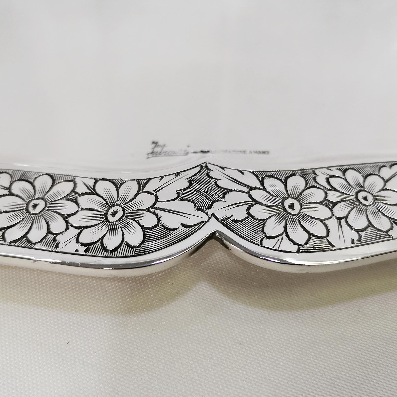 Bandeja de plata 800 maciza italiana Hecho a mano en venta