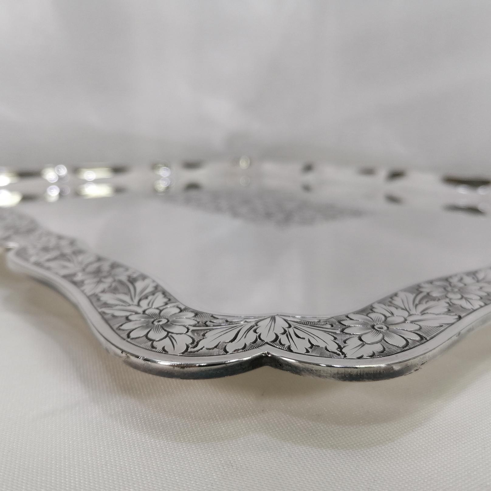 Bandeja de plata 800 maciza italiana Silver en venta