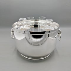 Portabicchiere per vodka italiano in argento massiccio 800 con coperchio