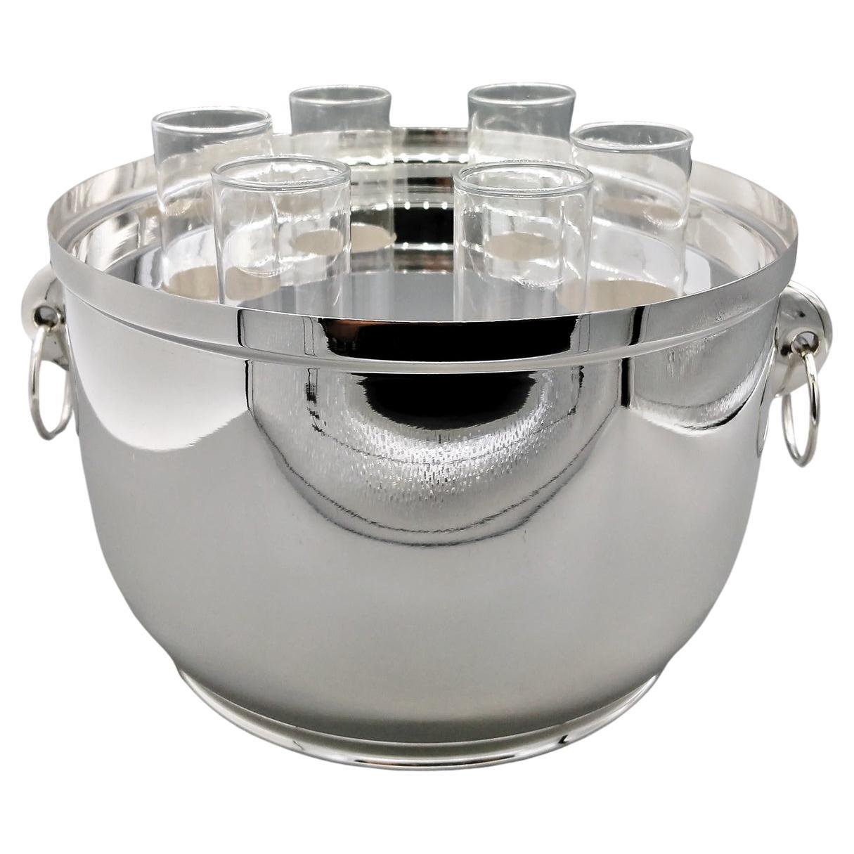 Italienisch Solid 800 Silver Wodka Glashalter mit Deckel im Angebot