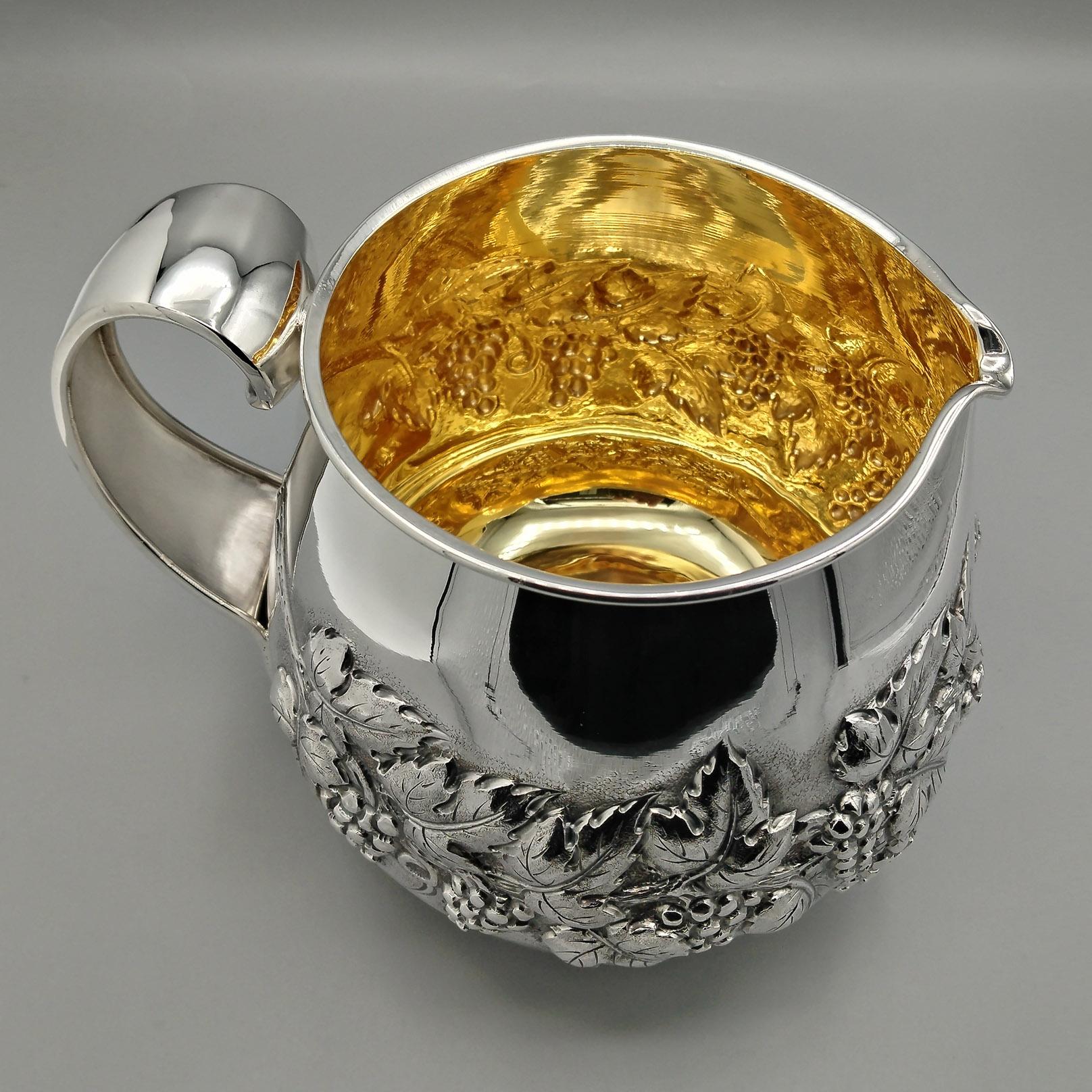 Jarra de vino italiana de plata 800 maciza Silver en venta